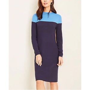 ANN Taylor Colorblock Mock Neck Sweater Dress